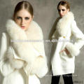 Wholesale Fashion Western Winter Wear White Woolen Coat Slim Women